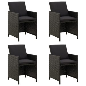 vidaXL Chaises de jardin avec coussins lot de 4 Résine tressée Noir
