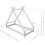 Lit Tipi enfant bois massif blanc 90 x 200 cm