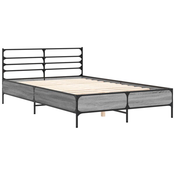 vidaXL Cadre de lit sonoma gris 120x190 cm bois d'ingénierie et métal