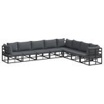 vidaXL Ensemble de canapé de jardin 8 Pièces Noir 353 x 283 x 71 cm