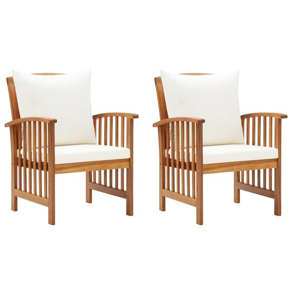 vidaXL Chaises de jardin avec coussins lot de 2 Bois d'acacia massif