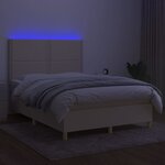 vidaXL Sommier à lattes de lit et matelas et LED Crème 140x200cm Tissu