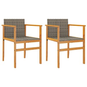 vidaXL Chaises de jardin lot de 2 gris résine tressée et bois massif