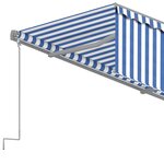 vidaXL Auvent automatique rétractable avec store 4x3 m Bleu et blanc