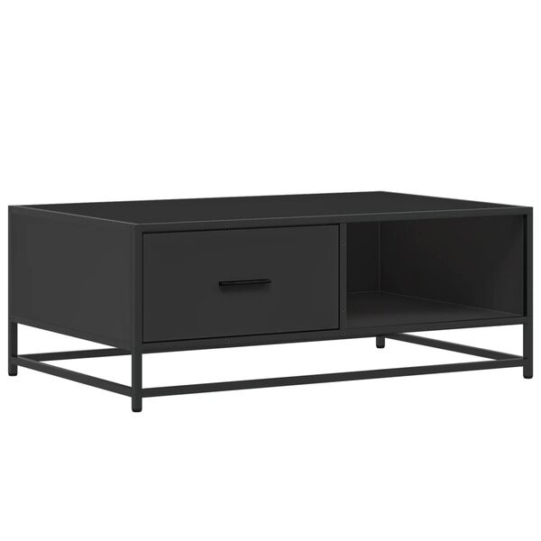 vidaXL Table basse noir 90x57x35 cm bois d'ingénierie et métal