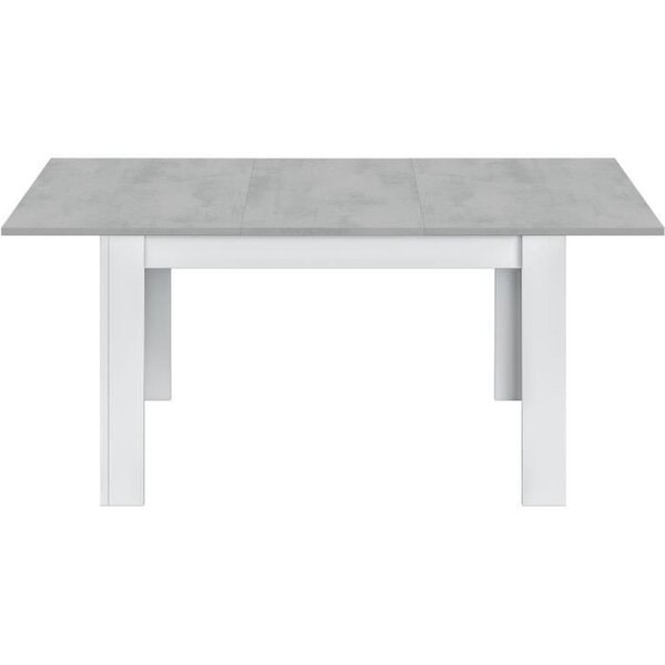 Table à manger extensible - KENDRA - Rectangulaire - Blanc artik et ciment - 140/190 x 90 x 78 cm