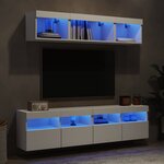vidaXL Unités murales TV avec LED 5 Pièces blanc bois d'ingénierie