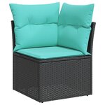 vidaXL Ensemble de canapé de jardin 8 Pièces Noir et Bleu polyrotin