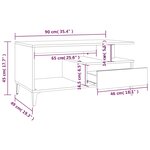 vidaXL Table basse Chêne marron 90x49x45 cm Bois d'ingénierie