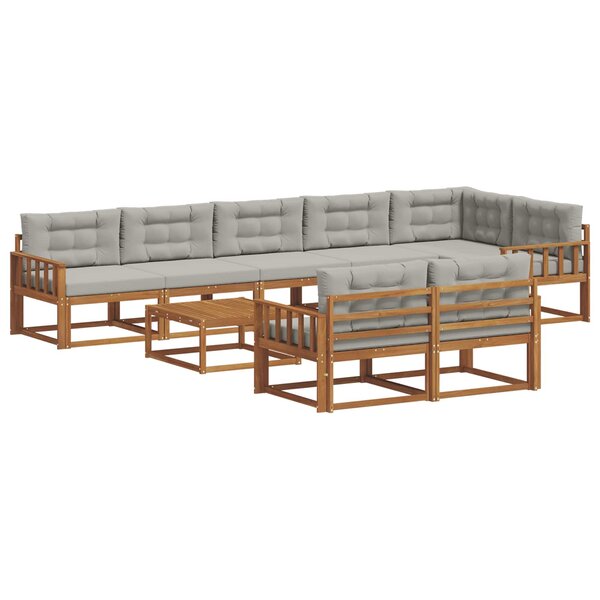 vidaXL Ensemble de canapés d'extérieur 9 Pièces Naturel et gris clair