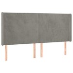 vidaXL Tête de lit avec oreilles Gris clair 183x16x118/128 cm Velours