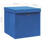 vidaXL Boîtes de rangement avec couvercles 4 Pièces 28x28x28 cm Bleu