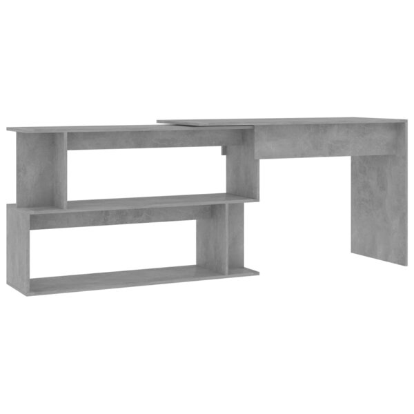 Bureau table poste de travail meuble d'ordinateur informatique étude d'angle 200 x 50 x 76 cm bois d’ingénierie gris 02_0023688