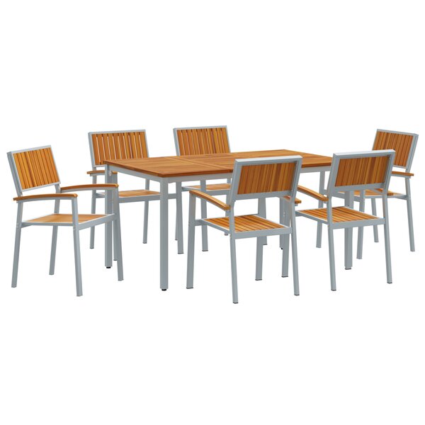 vidaXL Ensemble de salle à manger de jardin 7 pièces en bois massif d'acacia et métal