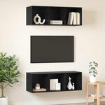 vidaXL Meubles TV muraux 2 Pièces Chêne noir 37 x 37 x 107 cm