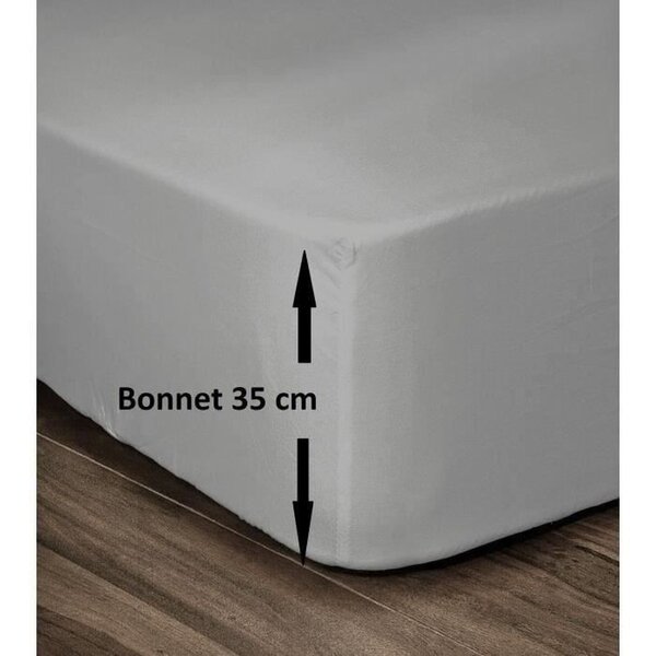 Drap housse gris clair 100  Coton 140 x 190 x 35 cm