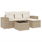 vidaXL Salon de jardin avec coussins 5 Pièces beige résine tressée