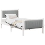 vidaXL Cadre de lit Blanc et gris clair 90 x 200 cm Bois massif en pin