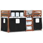 vidaXL Lit superposé avec rideaux blanc/noir 90x190 cm bois pin massif