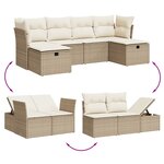 vidaXL Salon de jardin avec coussins 6 Pièces beige résine tressée