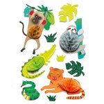 10 stickers 3D animaux de la jungle 6 cm