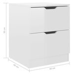 vidaXL Tables de chevet 2Pièces Blanc brillant 40x40x50cm bois ingénierie