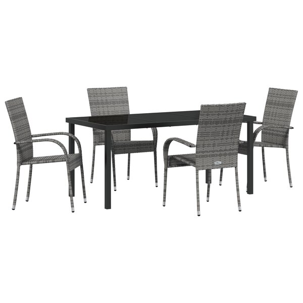 vidaXL Ensemble de repas de jardin 5 pièces - Rattan poly gris
