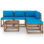 vidaXL Salon palette de jardin 6 Pièces et coussins Bois de pin imprégné