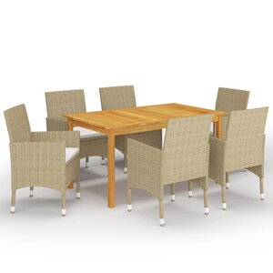 vidaXL Ensemble à manger de jardin 7 Pièces Beige