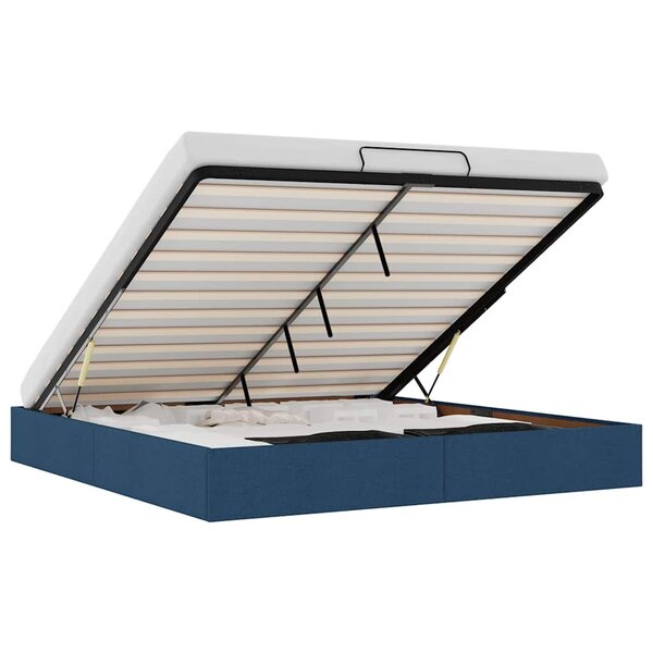 VidaXL Cadre de lit ottoman sans matelas bleu 160x200 cm tissu