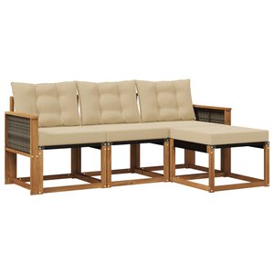 vidaXL Ensemble de canapés d'extérieur 4 pc Naturel et Beige