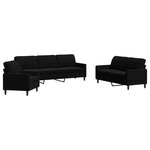 vidaXL Ensemble de canapés 3 Pièces avec coussins Noir Velours