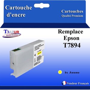 T3AZUR- Cartouche Compatible avec Epson T7894 T7914 remplace Epson WorkForce Pro WF5110DW WF5190DW WF5620DWF WF5690DWF Jaune