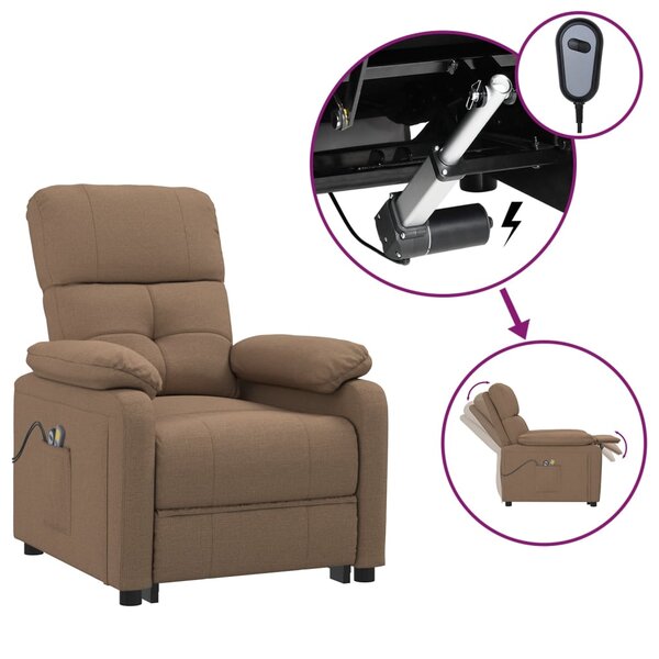vidaXL Fauteuil électrique de massage Marron Tissu