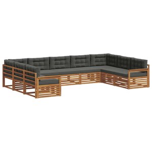 vidaXL Ensemble de canapés d'extérieur 9 Pièces Naturel et Anthracite