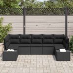 vidaXL Ensemble de canapé de jardin avec coussin 7 Pièces Noir Poly rotin