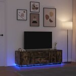 vidaXL Meuble TV avec lumières LED chêne fumé 160 5x41x50 cm