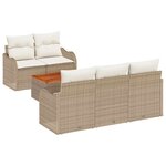 vidaXL Ensemble de canapé de jardin 6 Pièces Beige Poly rotin