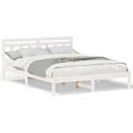 vidaXL Cadre de lit avec tête de lit Blanc Bois de pin