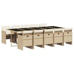 vidaXL Ensemble à manger de jardin et coussins 11 Pièces beige poly rotin