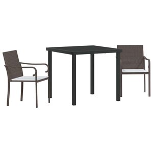 vidaXL Ensemble de salle à manger pour jardin 3 Pièces Marron et Noir