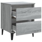 vidaXL Table de chevet avec pieds en métal Sonoma gris 40x35x50 cm