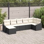 vidaXL Ensemble de canapé de jardin 7 Pièces Noir Poly rotin