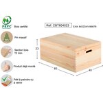 Boîte de rangement en pin massif avec couvercle taille 5