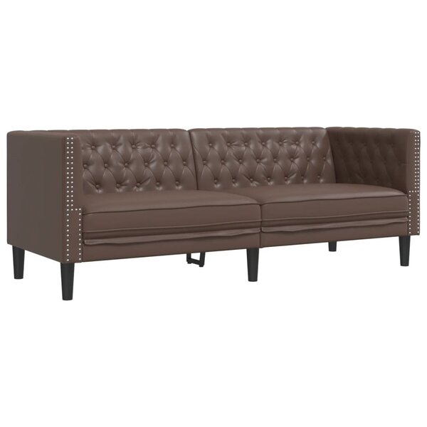 vidaXL Canapé à 3 places Chesterfield marron similicuir
