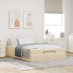 vidaXL Cadre de lit avec stockage Crème 140 x 200 cm tissu