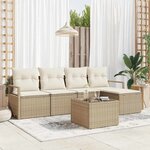 vidaXL Ensemble de canapé de jardin avec coussin 6 Pièces Beige  Crème