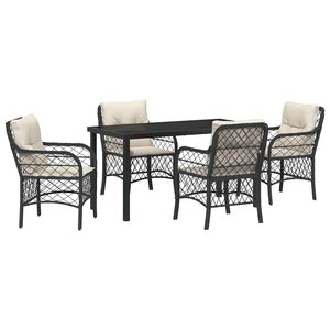 vidaXL Ensemble de salle à manger pour jardin 5 Pièces Noir polyrotin