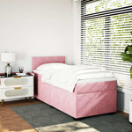 vidaXL Sommier à lattes de lit et matelas Rose 80x200 cm Velours