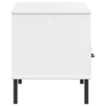 vidaXL Meuble TV avec pieds en métal Blanc Bois de pin massif OSLO